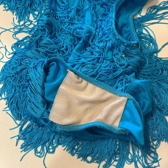 WEISSMAN Adult Turquoise Fringe Dance Costume | Jazz / Latin | Size SA - Picture 8 of 11